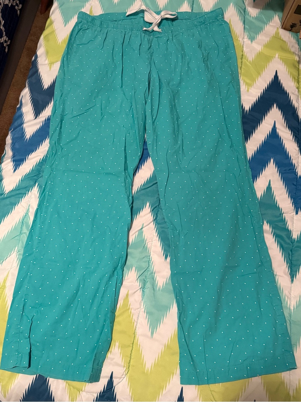 Old Navy Teal Polka Dot Lounge Pants with White Drawstring